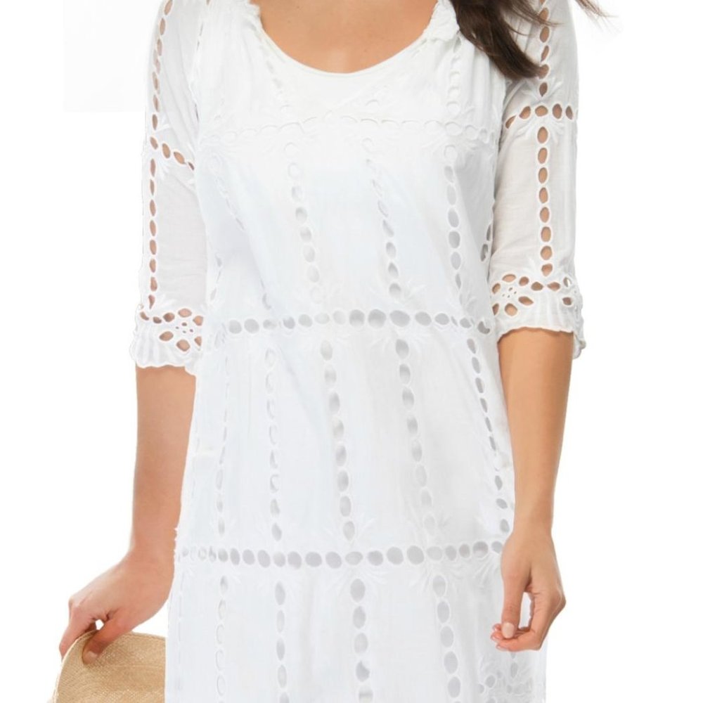 Gretchen Scott Heidi White Eyelet Cover Up Dress